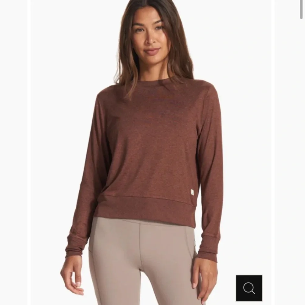 Vuori Daydream Brown Crew Neck Long Sleeve Tee in Mulberry Heather, Sz XS - Picture 5 of 14